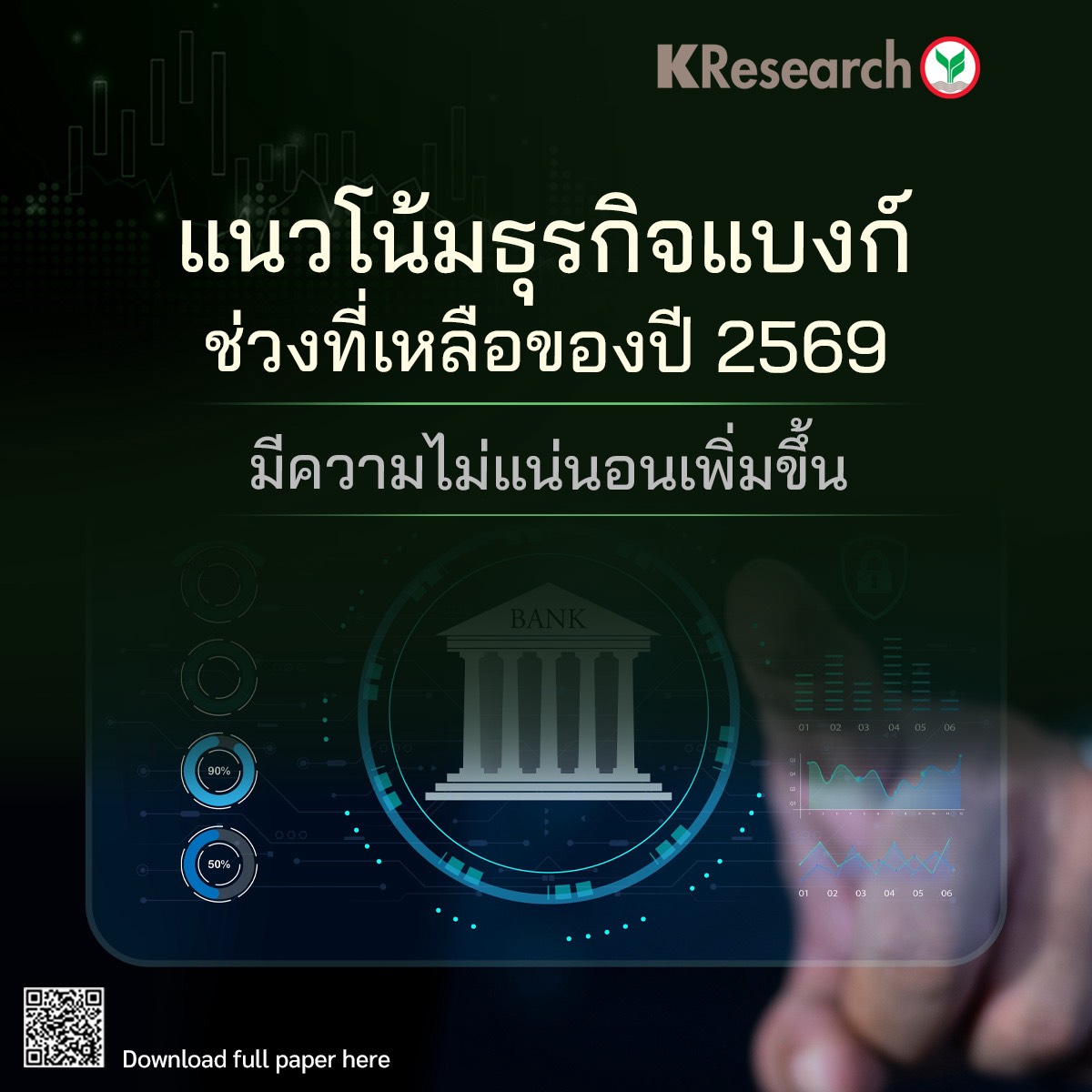 แนวโน้มธุรกิจแบงก์ช่วงที่เหลือของปี 2569 มีความไม่แน่นอนเพิ่มขึ้น