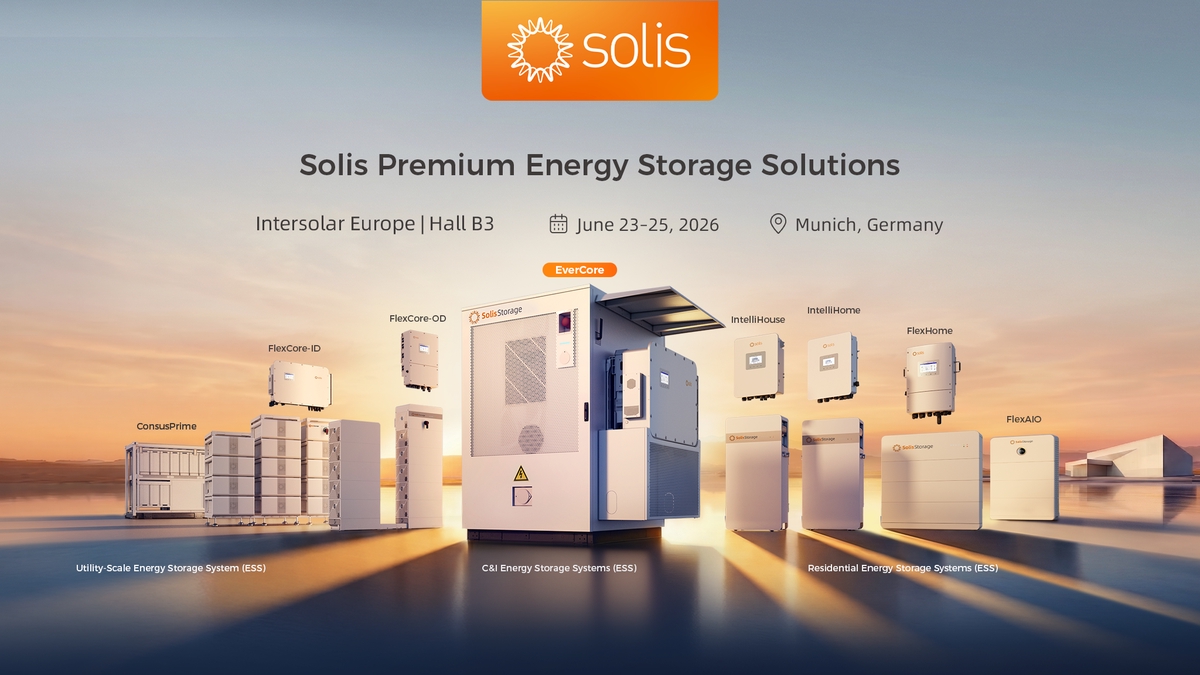 “Solis” เปิดตัวโซลูชันระบบกักเก็บพลังงานครบวงจร ในงาน Intersolar Europe 2026 ชู FlexAIO และ EverCore ตอกย้ำบทบาทผู้ให้บริการพลังงานอัจฉริยะในยุโรป