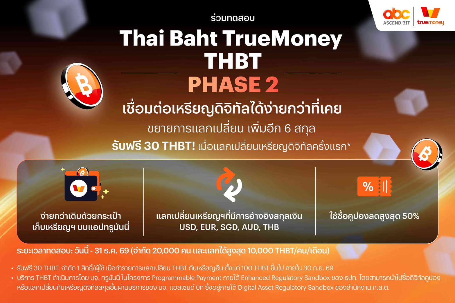 “ทรูมันนี่” ขยายการทดสอบ Thai Baht TrueMoney (THBT) สู่ Phase 2