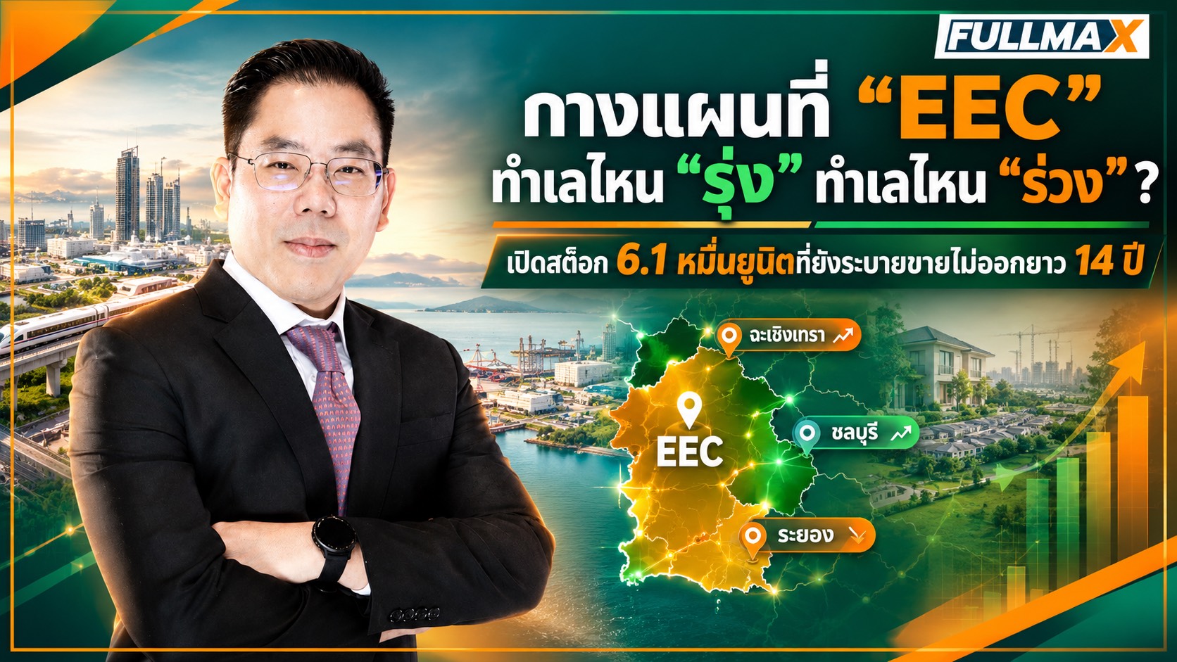 REIC” กางตัวเลขช็อก EEC สต็อกบ้านบางทำเลรอระบายเกือบ 14 ปี “ชลบุรี”บินติดลมบน “แปดริ้ว-ระยอง”จมกองสต็อก ยุค "ทุนหนา :รอด” "ทุนเปราะ : ร่วง"เตือนผู้ประกอบการหยุดสร้างซ้ำทำเลตาย