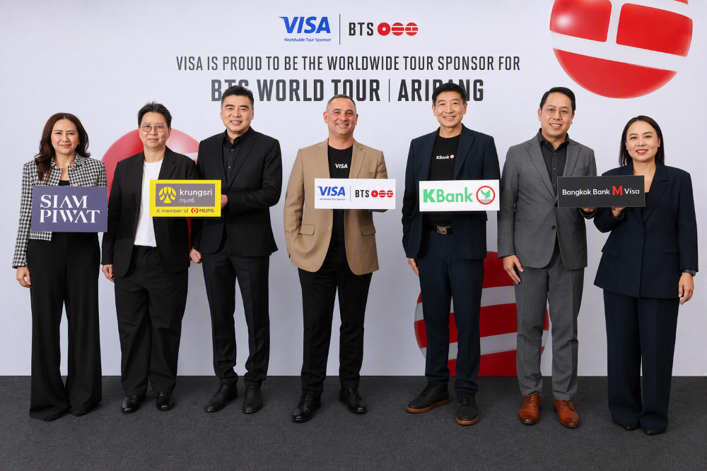 “วีซ่า” ผนึกกำลัง “ธนาคารกสิกรไทย” “กรุงศรี” “Bangkok Bank M” และ “สยามพิวรรธน์” มอบสิทธิประโยชน์และประสบการณ์สุดเอ็กซ์คลูซีฟ เปิดโอกาสให้แฟนไทยใกล้ชิด BTS WORLD TOUR “ARIRANG” IN BANGKOK
