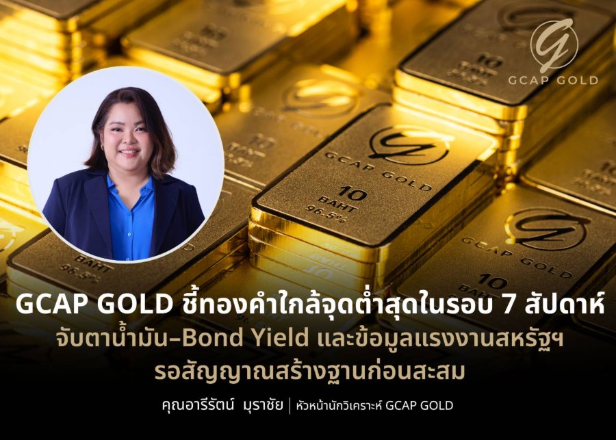 “GCAP GOLD” ชี้ทองคำใกล้จุดต่ำสุดในรอบ 7 สัปดาห์ จับตาน้ำมัน–Bond Yield และข้อมูลแรงงานสหรัฐฯ รอสัญญาณสร้างฐานก่อนสะสม