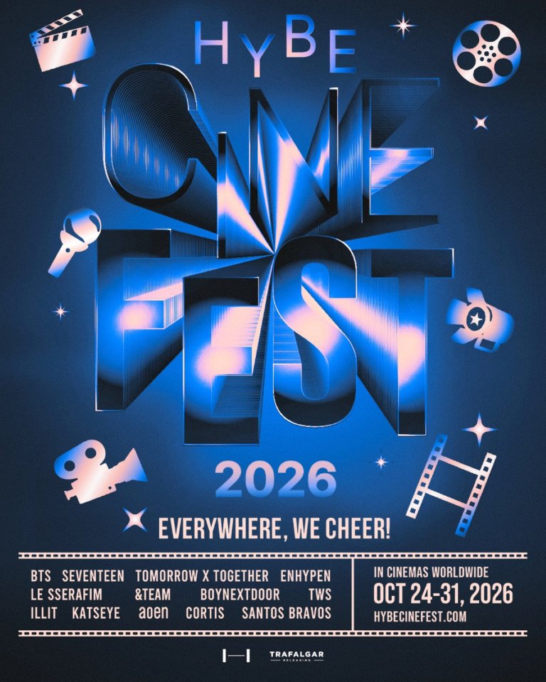 เปิดประสบการณ์ K-POP บนจอยักษ์อีกครั้งกับ “HYBE CINE FEST 2026”! รวมคอนเสิร์ตและ Special Content จากศิลปิน HYBE ครั้งยิ่งใหญ่ ที่ เอส เอฟ เท่านั้น
