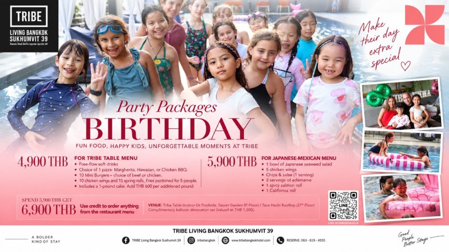 “ไซมิส แอสเสท” ชวนฉลองวันเกิดคุณหนูที่ “TRIBE Living Bangkok Sukhumvit 39” แพ็กเกจเริ่มต้น 4,900 บาท พร้อมเซ็ตลูกโป่งฟรี