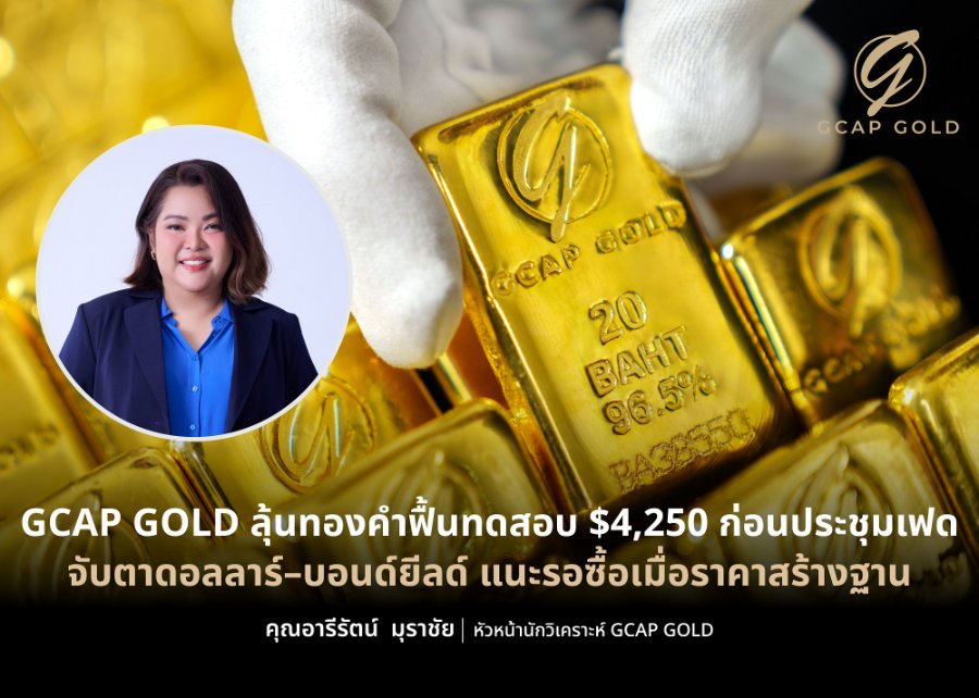 “GCAP GOLD” ลุ้นทองคำฟื้นทดสอบ $4,250 ก่อนประชุมเฟด จับตาดอลลาร์–บอนด์ยีลด์ แนะรอซื้อเมื่อราคาสร้างฐาน