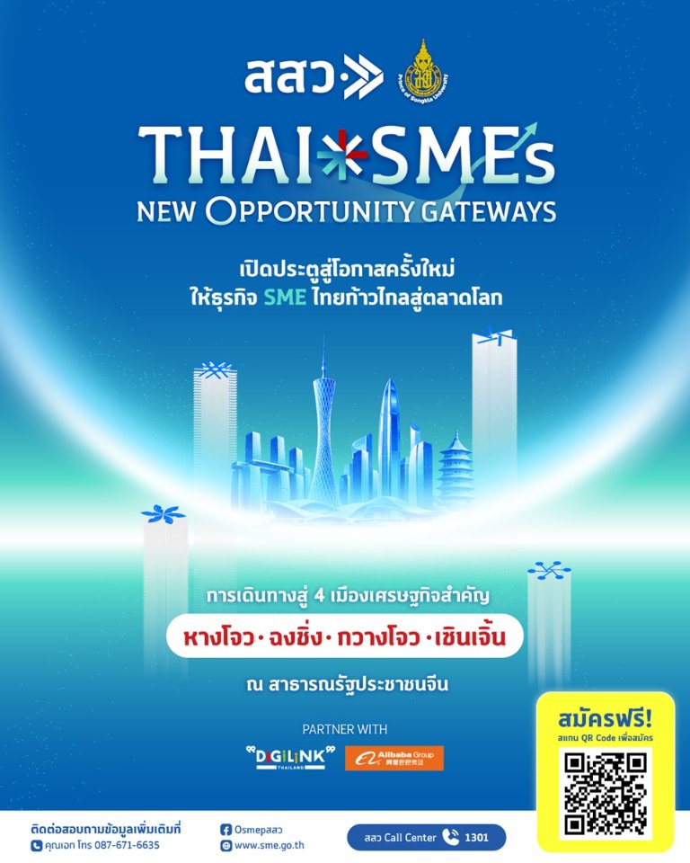สสว. ชวน SME ไทยเปิดตลาดใหม่ที่ “นครฉงชิ่ง” ประตูการค้าสู่จีนตะวันตก เจาะตลาดสุขภาพ เวลเนส อาหาร และสินค้าไลฟ์สไตล์